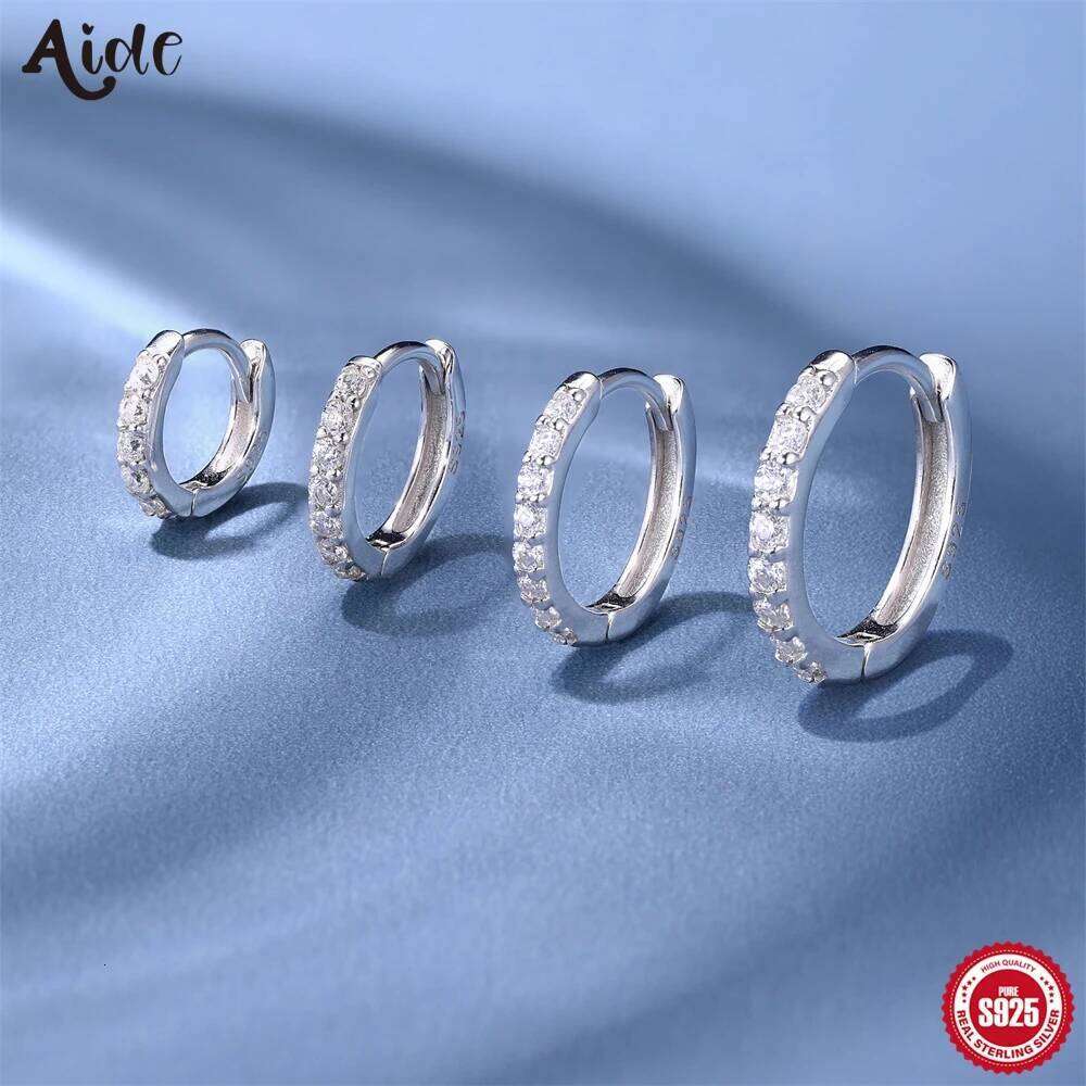 Aide 6/7/8/9mm 1pc Sparkling Moissanite 925 Sterling Silver Classic Shining Circle Hoop Earrings For Women Fine Jewelry