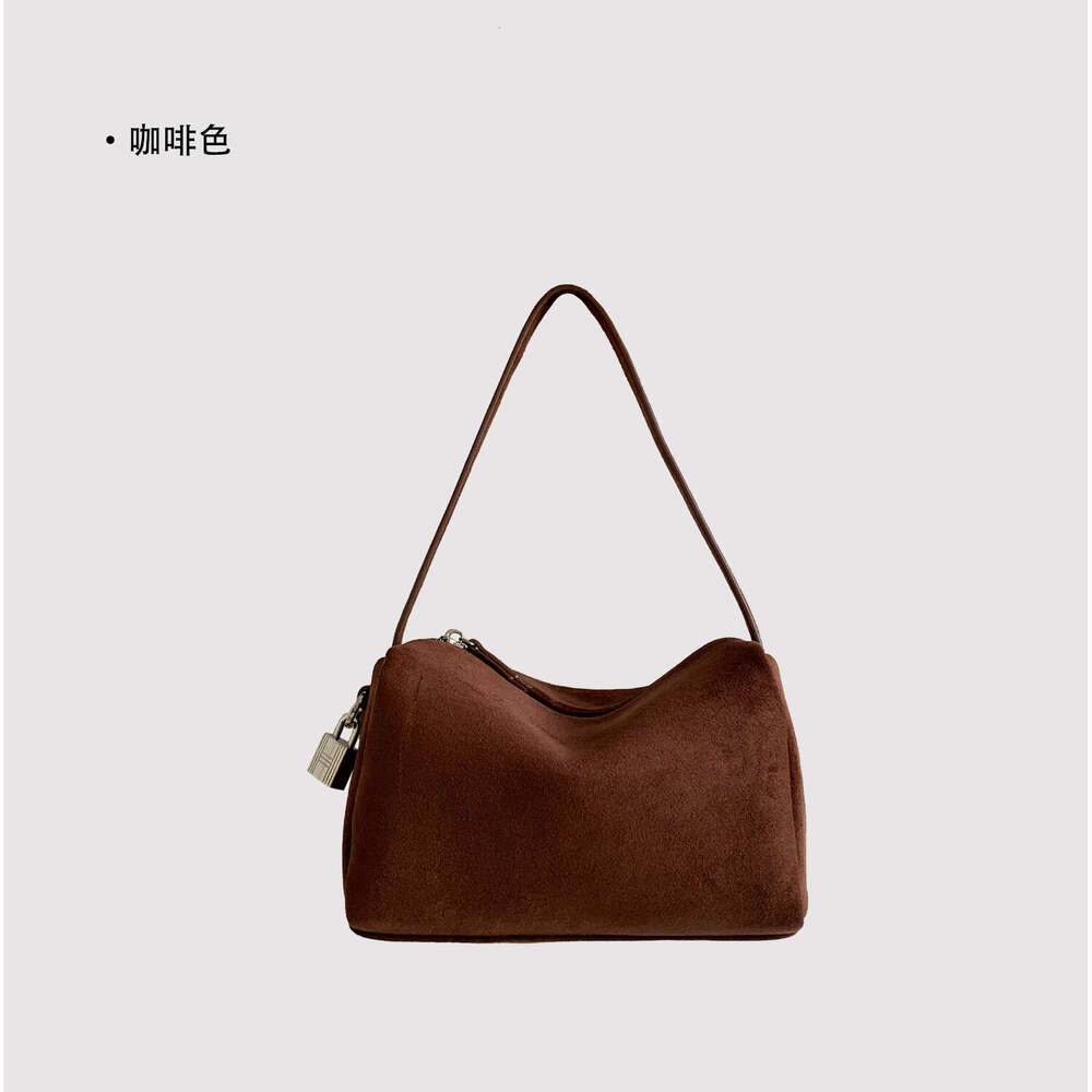 Cross-Border Korean Style Pillow 2025 Winter New Niche Handheld Cylinder Tote Solid Color Matte Suede Bag for Women