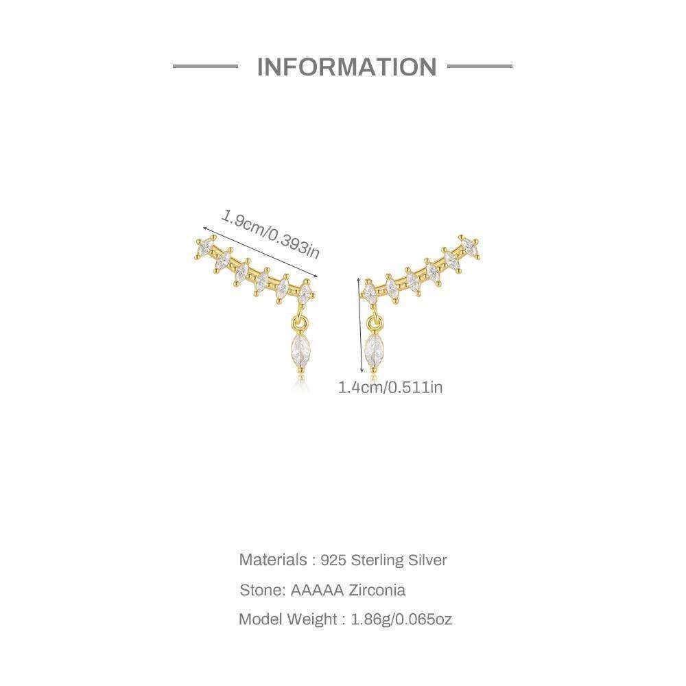 AIDE Dainty Rhombic Cubic Zirconia for Women Exquisite Climber 925 Silver Ear Earrings Newly Designed Trendy Jewelry