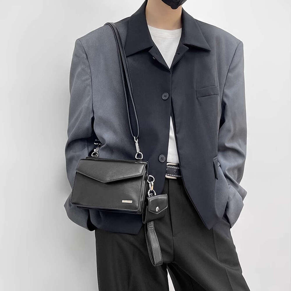 Men S Trendy Ins Japanese Style Commuter High End Niche Designer Personality Small Square Bag Crossbody High Quality Luxury Bag