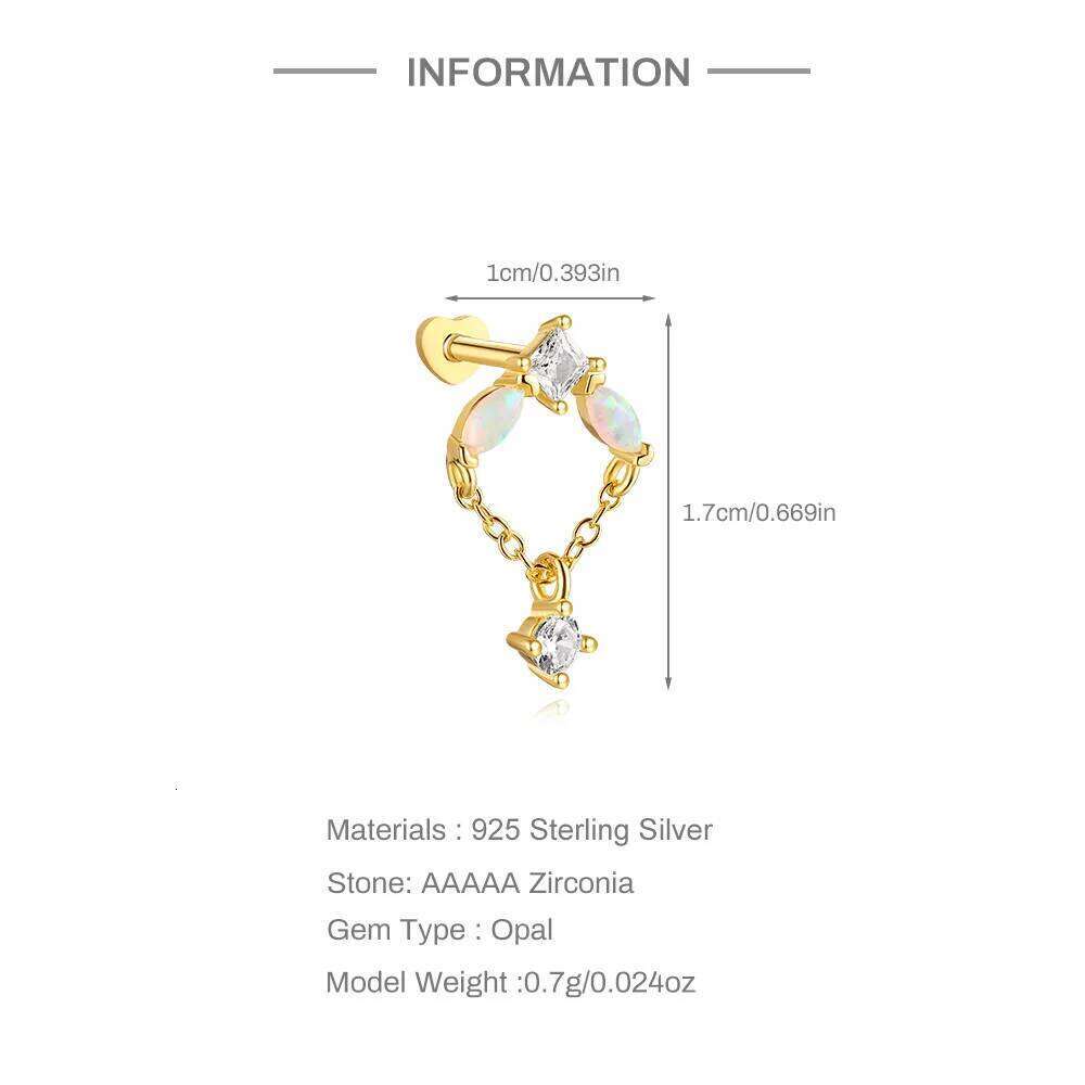 Aide Real 925 Sterling Silver Colorful Zircon Stud Earring For Fashion Women Classic Delicate Opal Jewelry Minimalist Bijoux 1PC