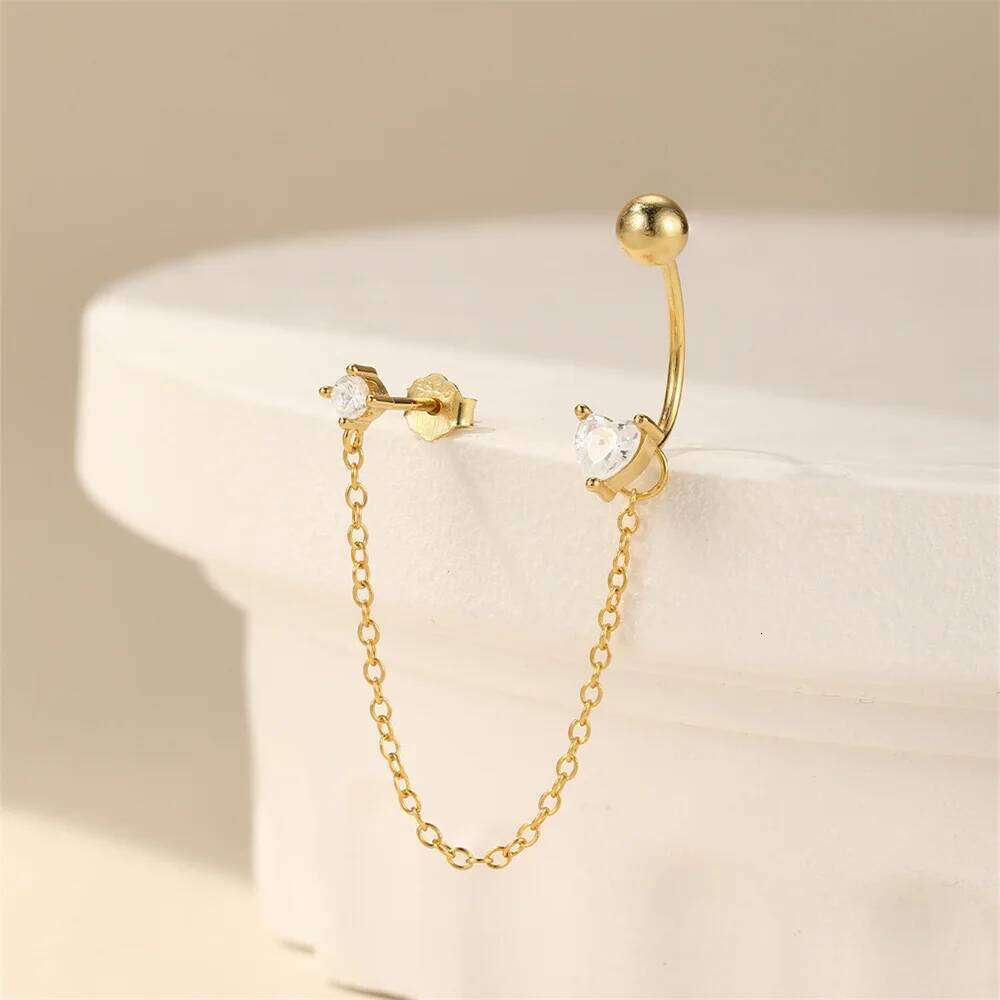 Aide New In Earrings 925 Sterling Silver Puncture Earring Trend Ear Studs Zircon Making Jewelry For Women Girl Party Gift