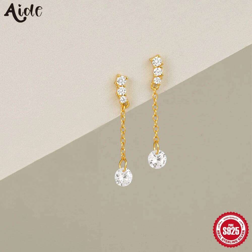 Aide 925 Sterling Silver Transparent Zircon Long Tassel Earring for Women Trendy Statement Drop Earrings Wedding Fine Jewelry