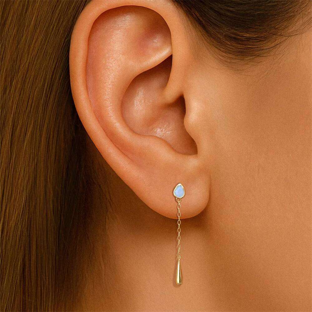 Aide 925 Sterling Silver Water Drop Cubic Zirconia Stud Earring for Women Luxury CZ Drangles Earrings Wedding Party Fine Jewelry