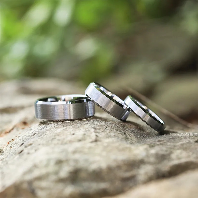 TIGRADE 4/6/8/mm Black Tungsten Carbide Ring Men Brushed Silver Color Wedding Band Women Engagement Rings For Male Jewelry 251230