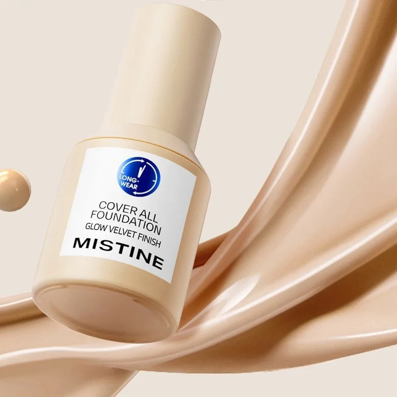 Mistine Liquid Oil-Free Foundation Makeup Base Long Wear Liquid Foundation Vegan Mineral Full Coverage Matte Finish For Face 251230