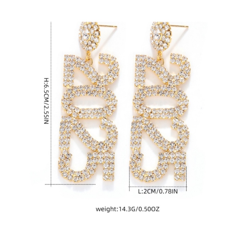Sparkly Crystal Letter Drop Earrings Trendy Long Statement Earrings Daily Party Jewelry