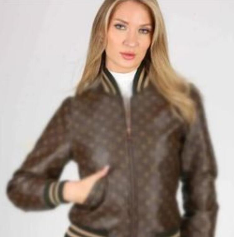 Women's Jackets Vintage Leather Jacket printed Stand Collar Zipper Outwear Motorcycle Coats Lady Casual Short Baseball Uniform Jackets