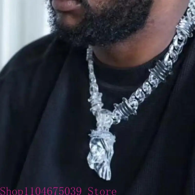 Hiphop Acrylic Pendant Necklace Fashion Neck Jewelry Statement Spikes Chain Jewelry Suitable for Men and Women Present 251230