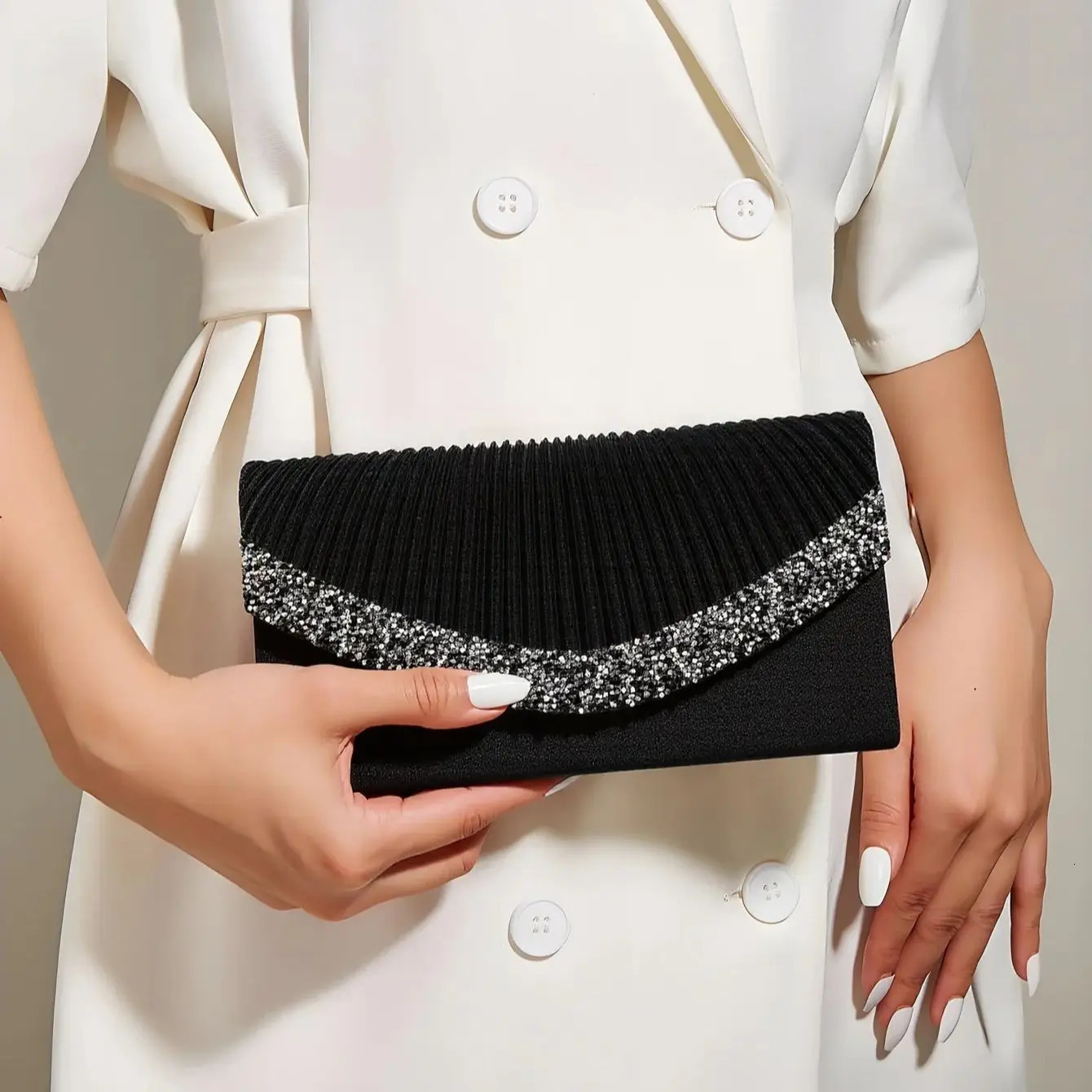 Shiny Evening Clutch Bags Envelope Rhinestones Satin Clutch Bags Shoulder Chain Party Wedding Cocktail Handbags 251231