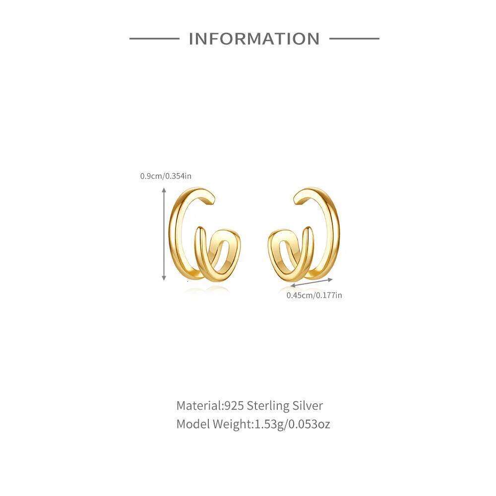 Aide 925 Sterling Silver Smooth Chunky C Shape Ear Cuffs For Women Gift Minimalist No Piercing Cartilage Versatile Clip Earrings