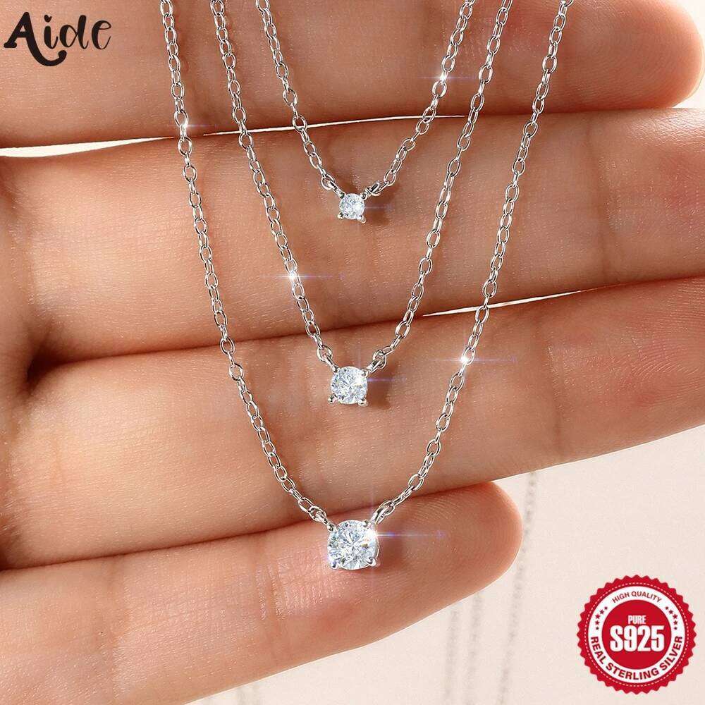 Aide 2.0 3.0 4.0 Gold Color Moissanite Necklace for Women Sparkling Classic Lab Diamon Pendant 925 Sterling Silver Choker Necks