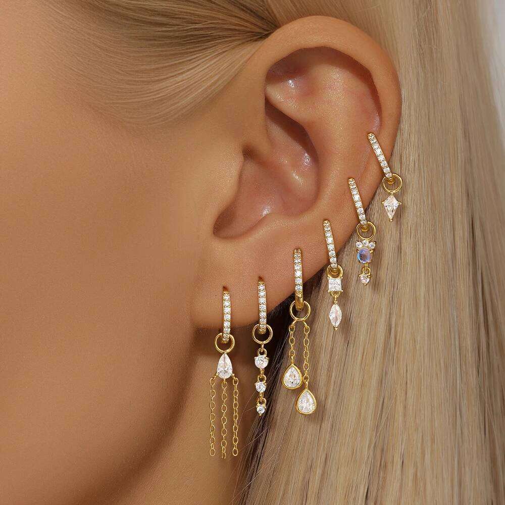 Aide S925 Sterling Silver Miniature Zircon Y2k Colors CZ Chains Charms Diy Jewelry Making Accessories Earring Necklace Bracelet