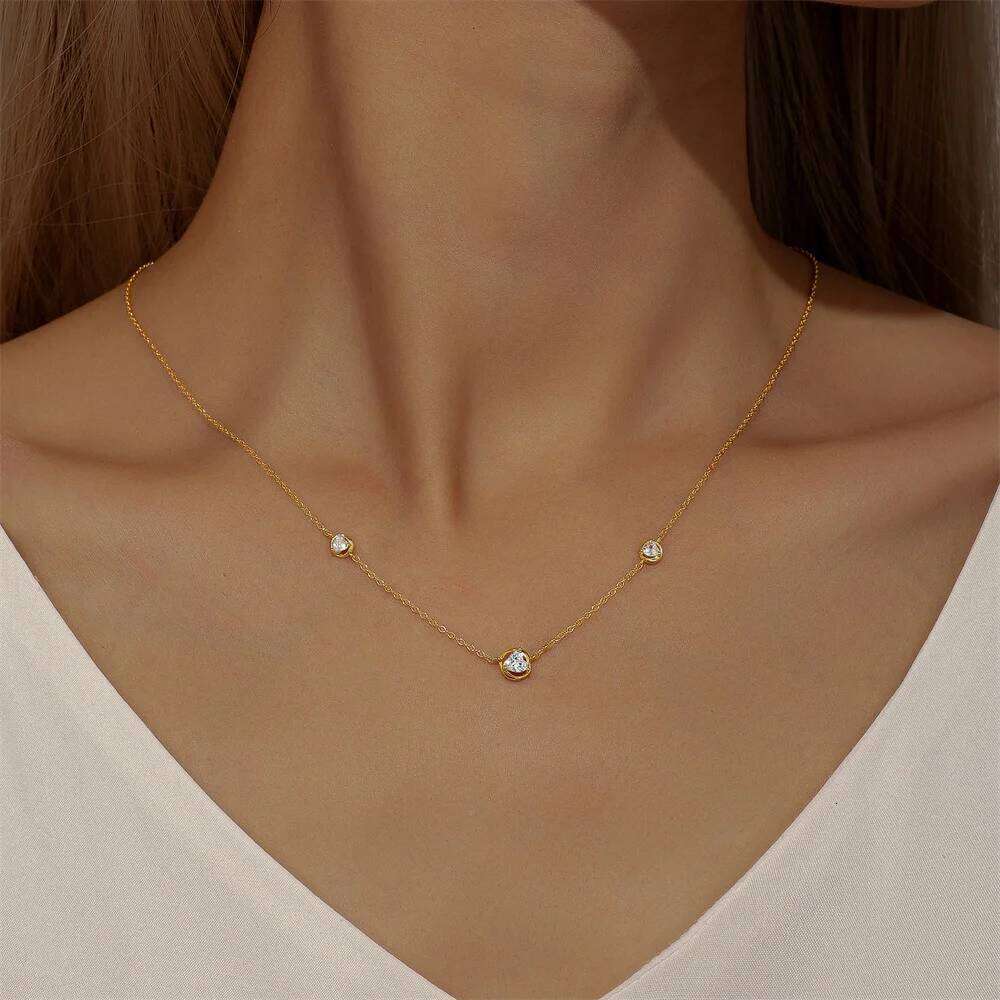 Aide Plata 925 Sterling Silver Round Zircon Necklace for Women Small CZ Pendant Choker Neck Chain Bride Gift Fine Jewelry