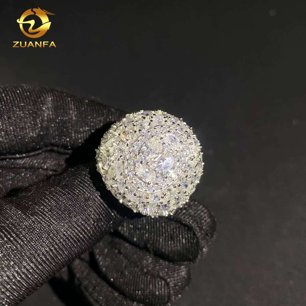 GRA Certificate Men Ring Multi Shape Custom Iced Out Hip Hop VVS D Moissanite 925 Silver Jewelry Diamond Rings