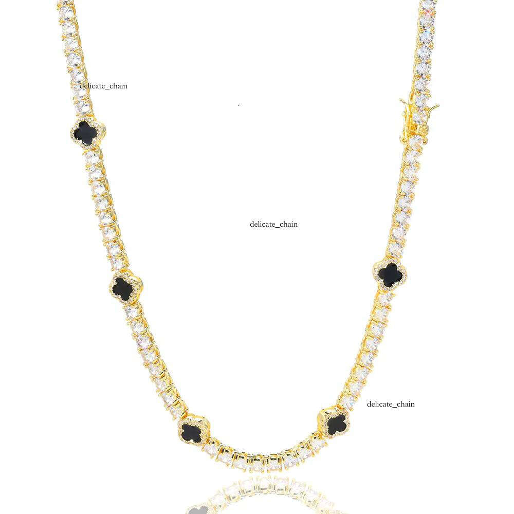 European and American Style Cross-border Four-leaf Clover Oil Drop VVS Moissanite Chain Necklace for Women Hip-hop Accessories - Gift