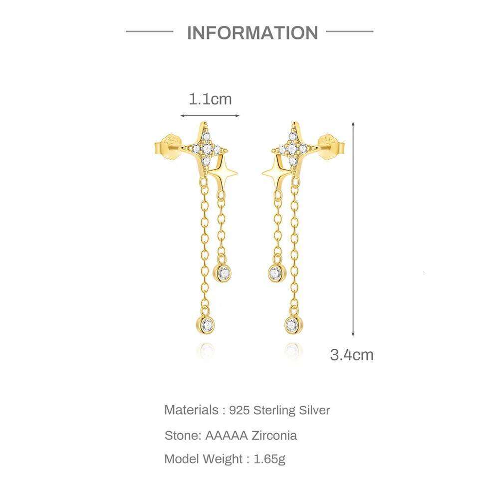 Aide S925 Sterling Silver New Arrival Double Ear Studs Tassel Chains Long Earring Fashion Hoop Earrings for Women Luxury Jewelry