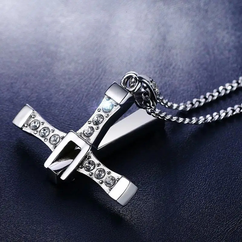 Vnox 316l Stainless Steel Cross Necklace Pendant The Fast and the Furious 8 Top Quality for Good Taste Male Gift 251230