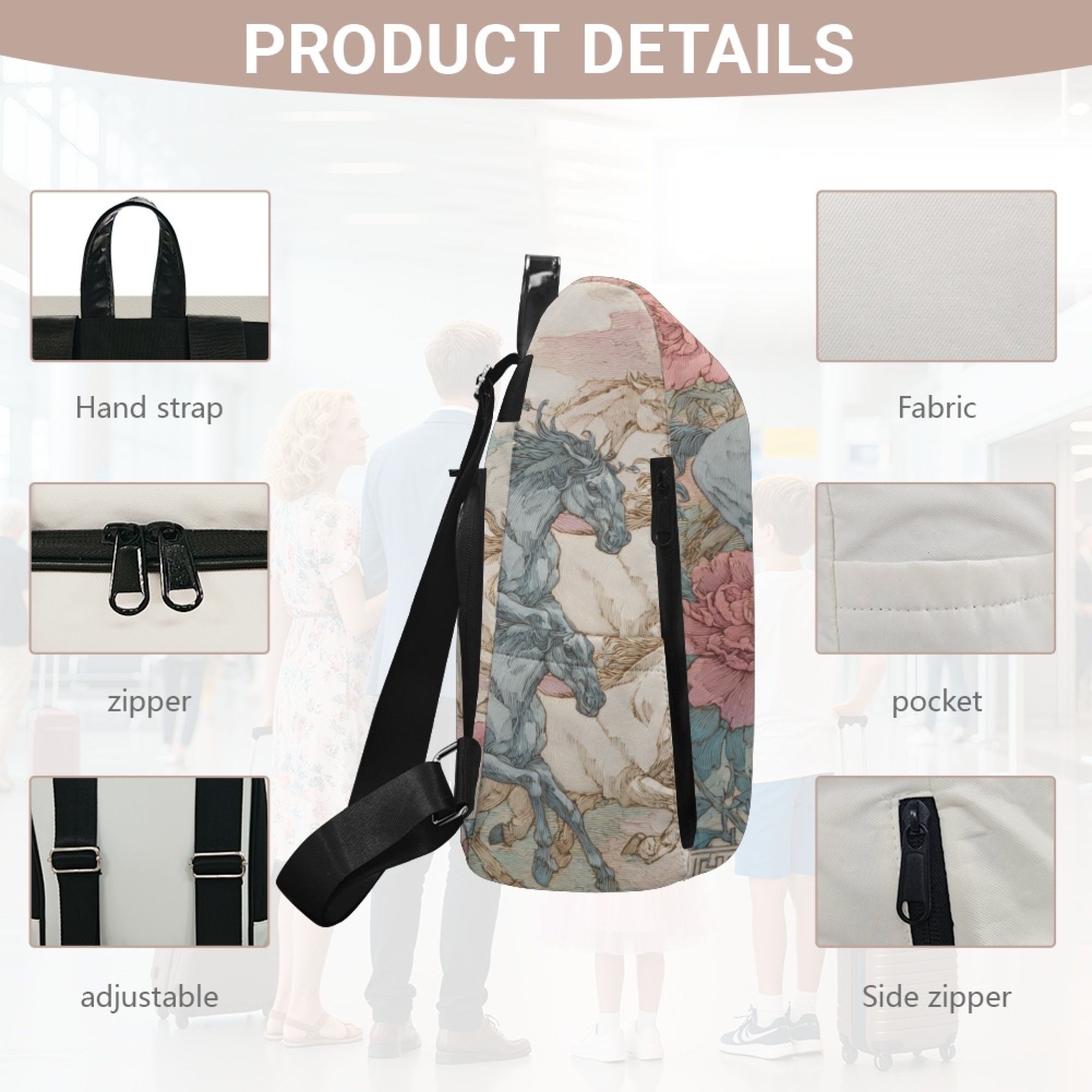 Custom H Designer Fashion Anti Theft Backpack Luxury Horse Pattern Unisex Full Print Backpack Laptop Bag Travel Bag H31