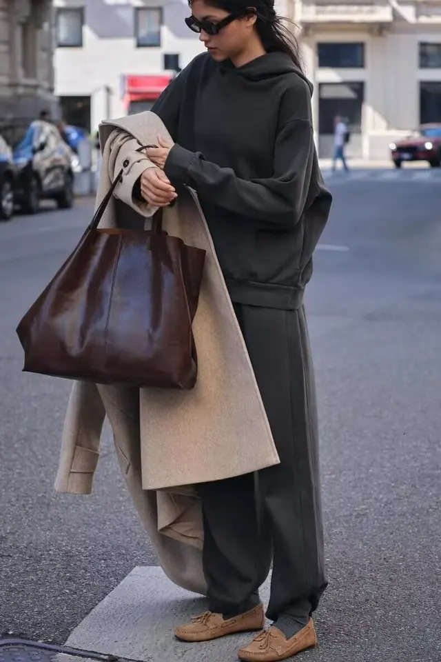 AutumnWinter womens multicolor selection classic simple allinone hooded loose longsleeved hoodie sweatpants 251231