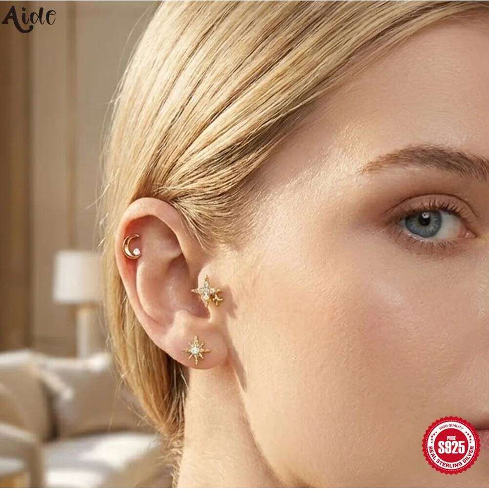 Aide Stud Small Simple Style Charm Woman 925 Silver Earrings Birthday Party Gift for Friends Exquisite Jewelry Set