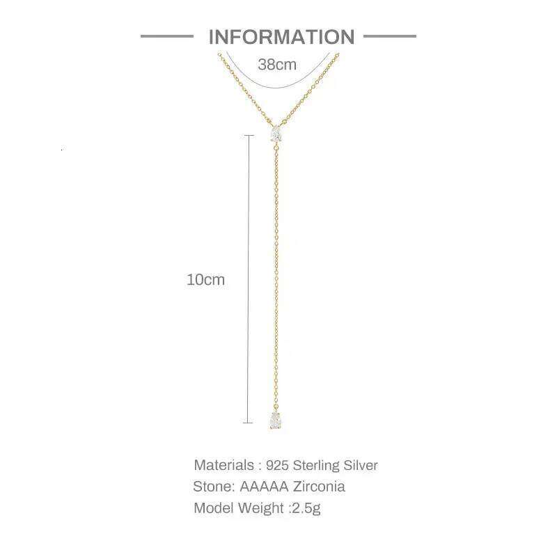 Aide Plata 925 Sterling Silver Emerald Zircon Long Chain Water-Drop Pendant Charm Necklace Choker Women Luxury Bride Xmas Jewel