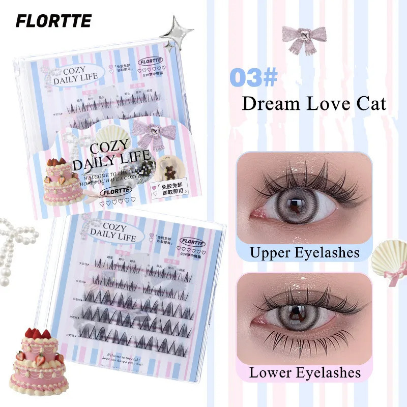 Flortte Glue-free Mixed False Eyelashes Manga Lower Lashes Reusable Natural Thick Lashes Extensions Easy to Apply Enlarge Eyes 251231