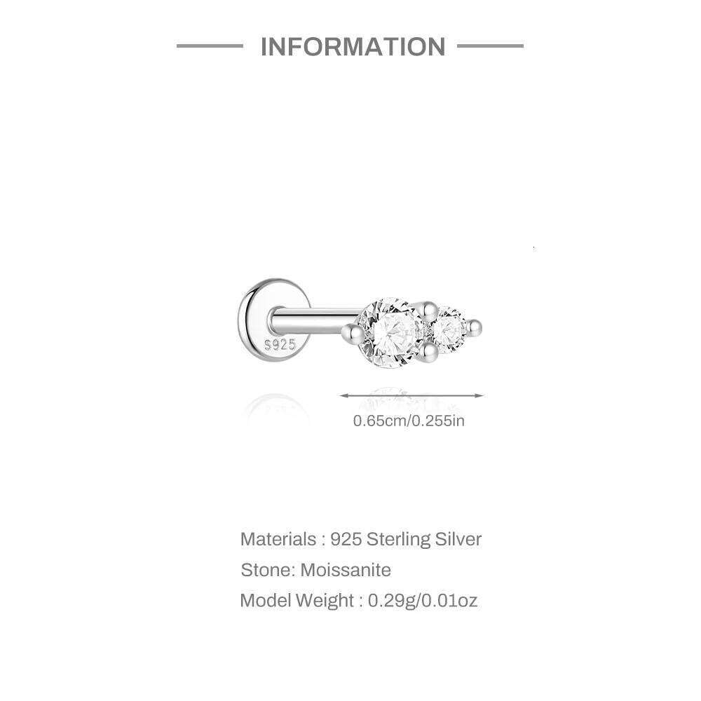 Aide Diamond Stud Earrings for Orginal 925 Sterling Silver Screw Women Flat Back Moissanite Earring Jewel