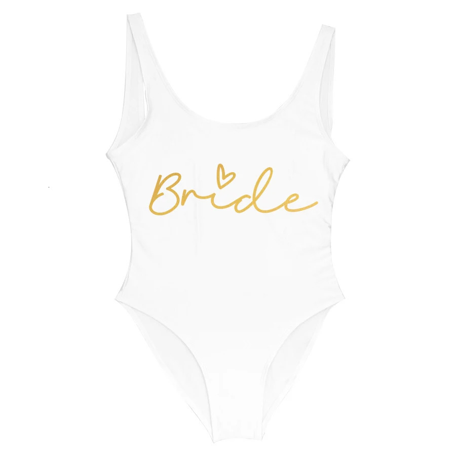 S3XL White Bridal Team Bride OnePiece Swimsuit Squad Women Swimwear Bachelorette Party Summer Beachwear Bathing Suit 251231