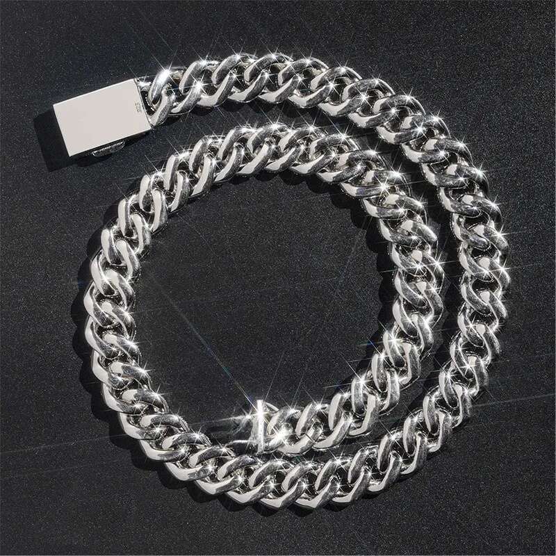 fashion pendant jewelry iced out hip hop miami link chains men women 925 silver 15mm wide round shape vvs moissanite cuban necklaces and bracelets