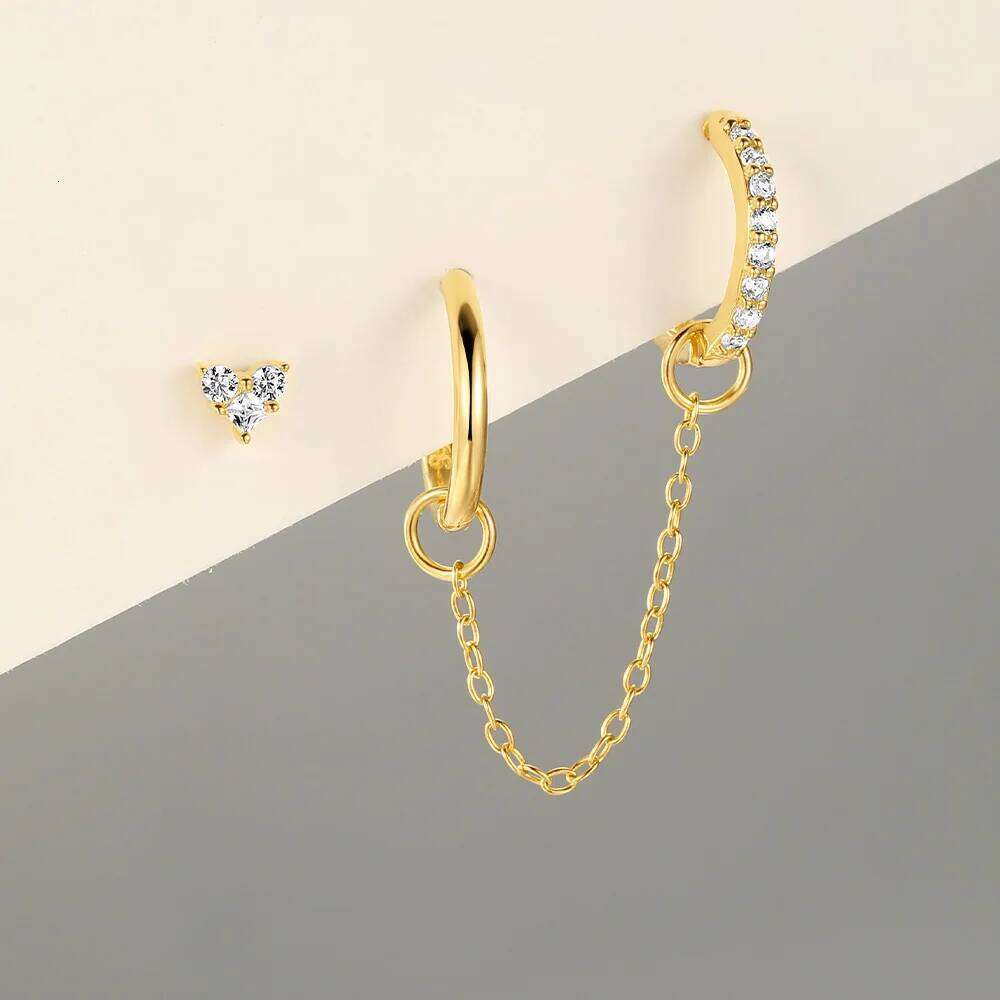 Aide 925 Sterling Silver Asymmetric Drop Earrings for Women Double Round Hoops Earring Hot Sale Brincos Pendientes Jewelry