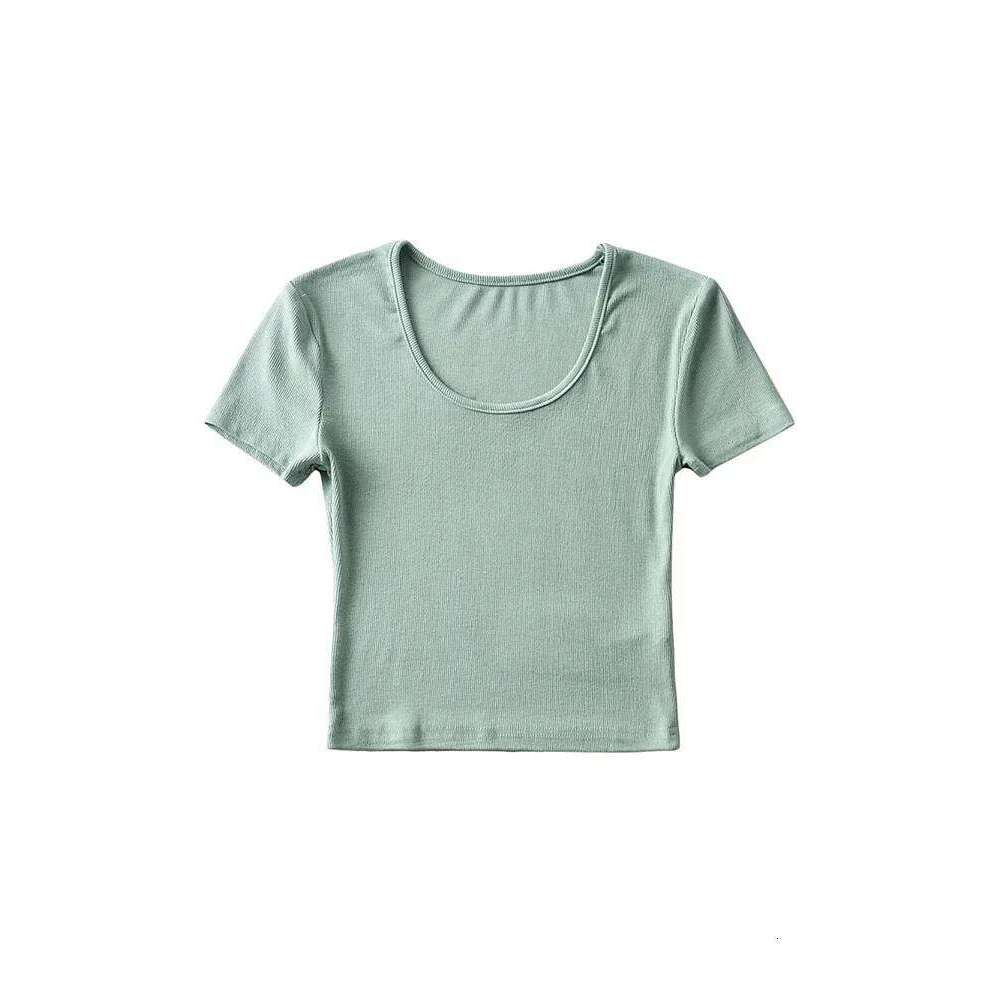 Casual Summer Woman Slim Fit T-shirt Tight Short-Sleeve O-neck Tee Crop Tops