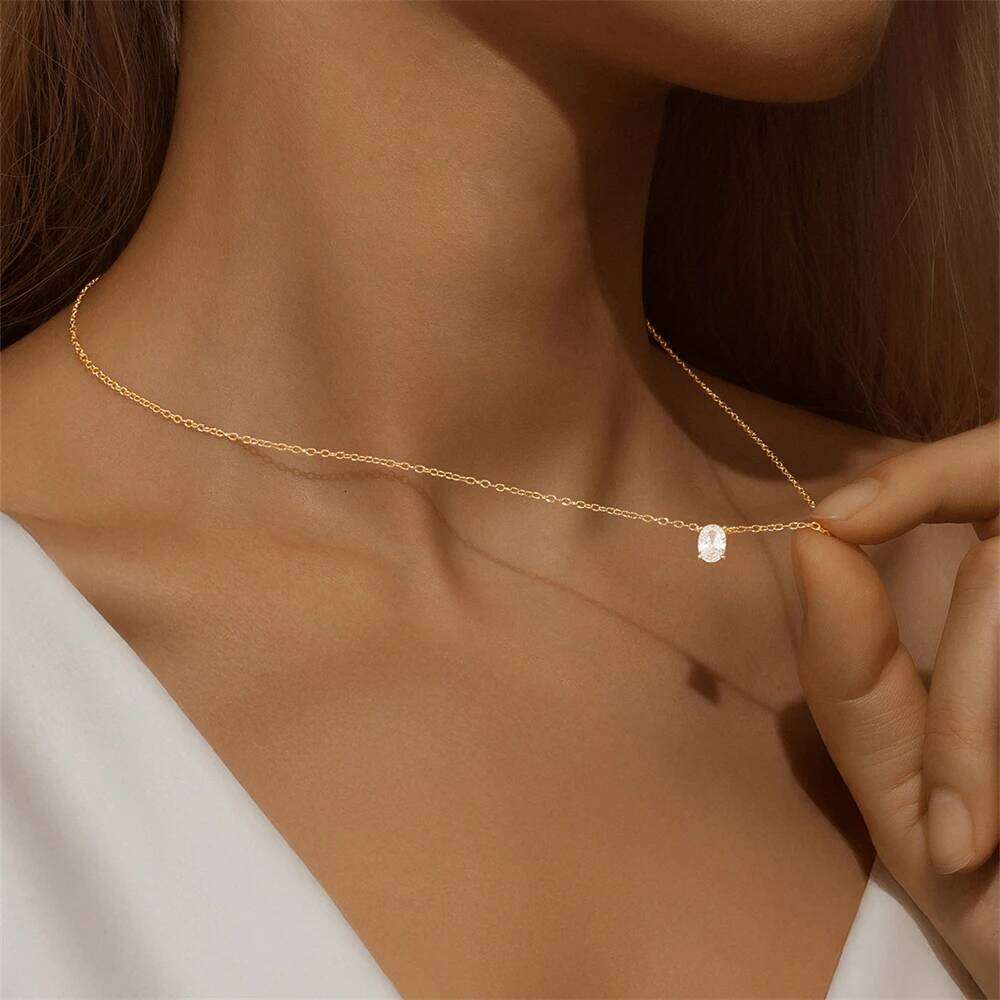 Aide 925 Sterling Silver Trend Elegant Jewelry Water Droplet Zircon Pendant Unquie Women Fashion Necklace Collars Jewel