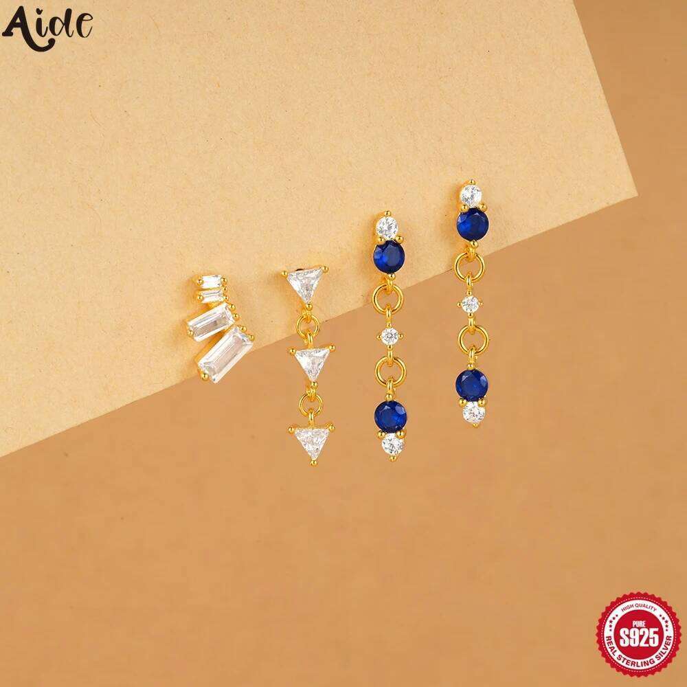 Aide 925 Sterling Silver Korea Style Fashion Cute Green Tassel Zircon Eardrop For Women Girls Party Earring Jewelry Gift