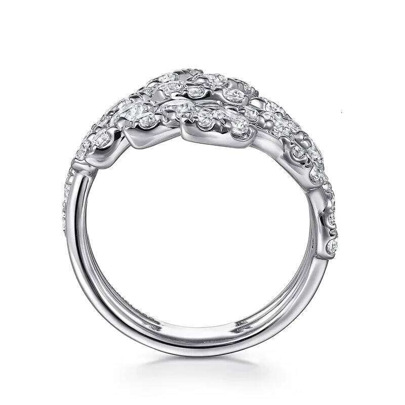 Huitan Brilliant Feather Opening Rings for Women Delicate Attractive Party Jewelry Exquisite Stylish Elegant Wedding Accessories