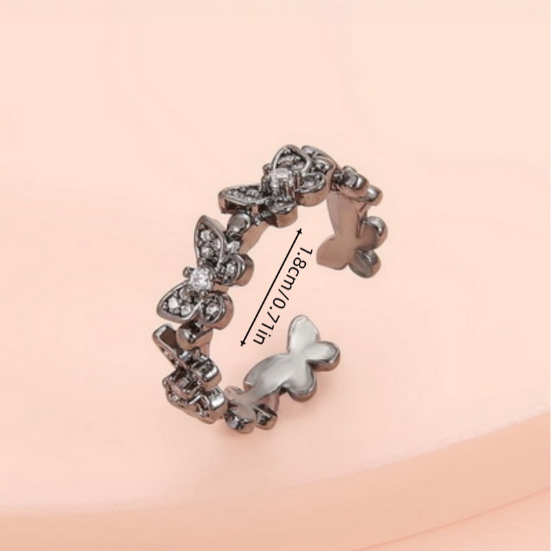Valentine's Day Multi-Color Butterfly Ring Sparkling Crystal Open Finger Jewelry Romantic Gift for Her