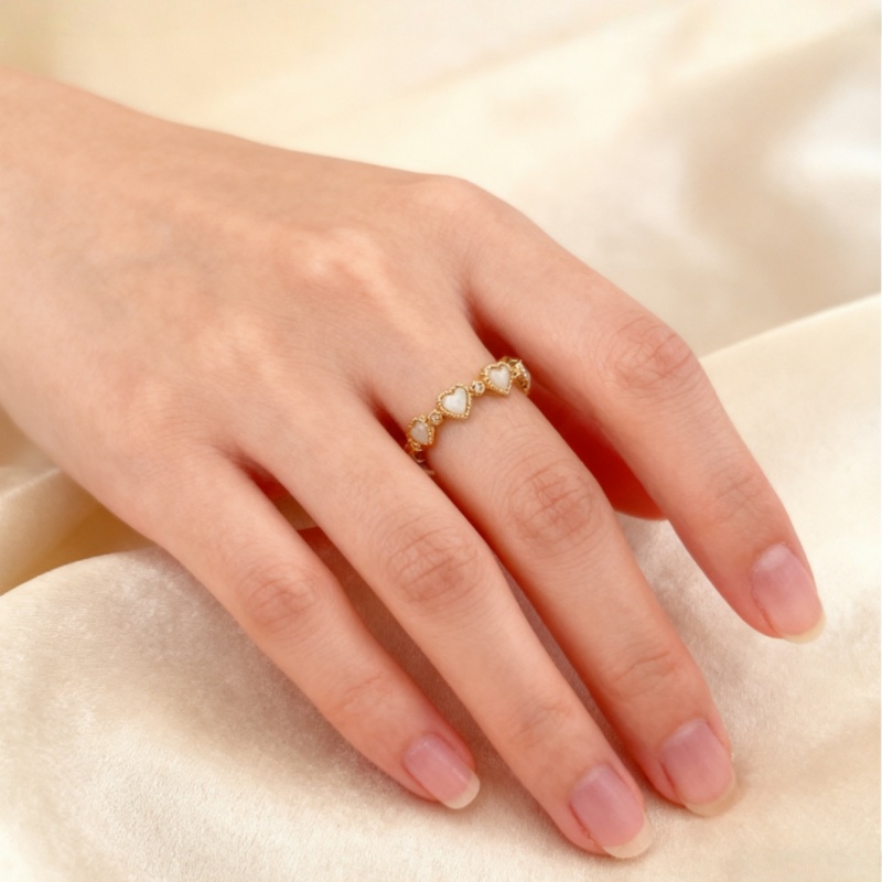 Valentine's Day Bestseller! Romantic Heart Stone Ring - Gold Plated Adjustable Shiny Jewelry Hot Sale