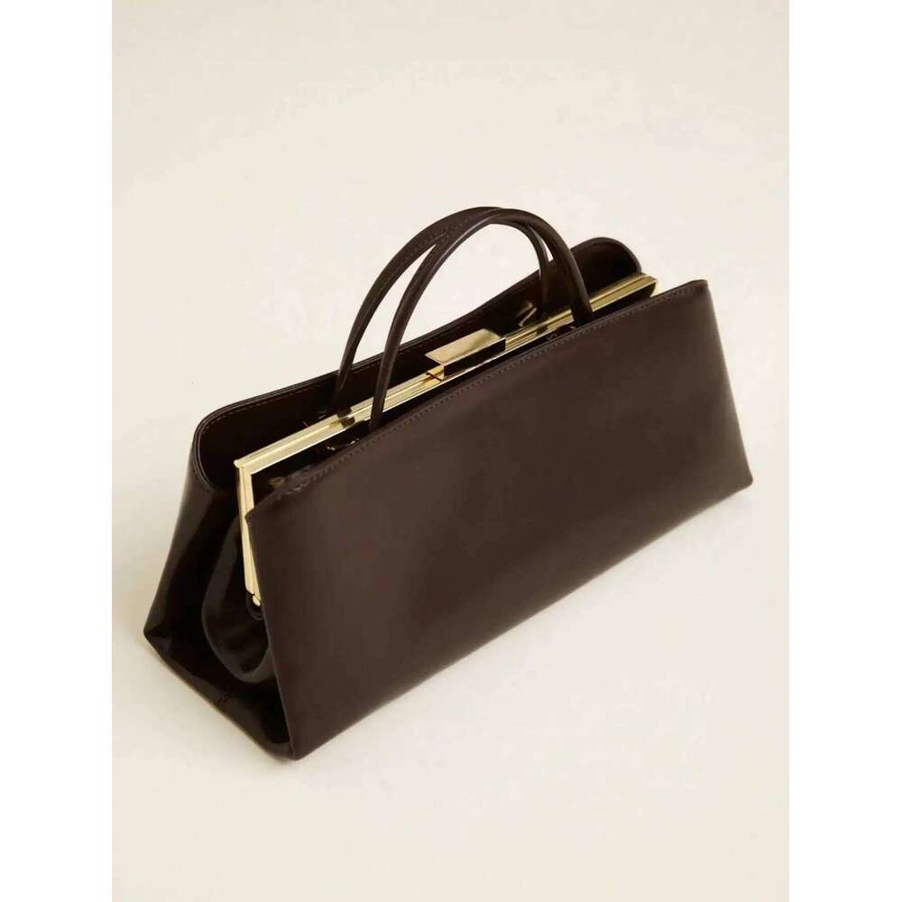 Women Frame Clasp Clutch Shoulder Tote Handbag Winter New Versatile French Bag Purse Coffee Black Color JINXIANGGUO TOTE