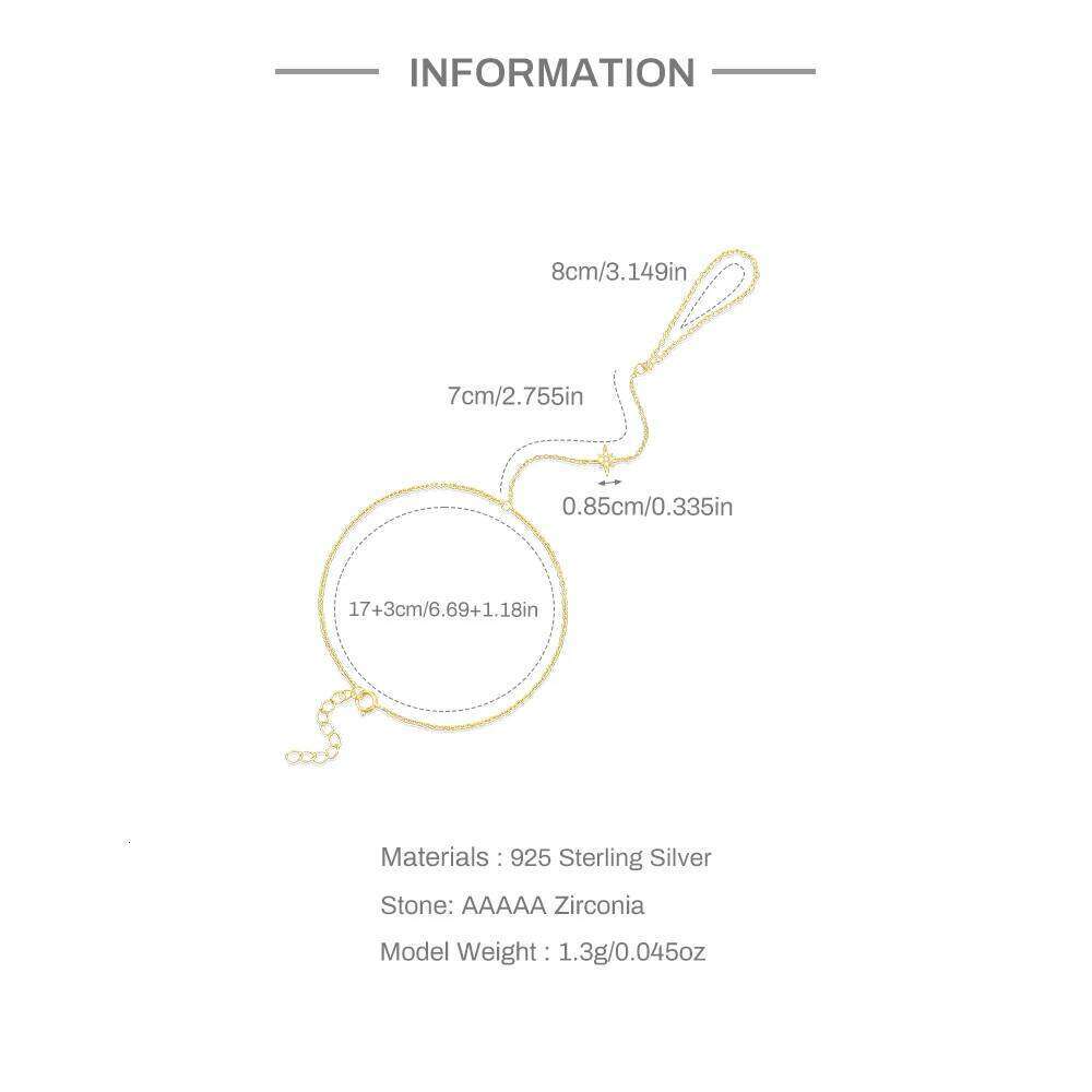 Aide Quality 925 Sterling Silver Gold Color Micro Pave CZ Station Charm Chain Bracelet With Ring Fashion Wrist Jewelry For Women