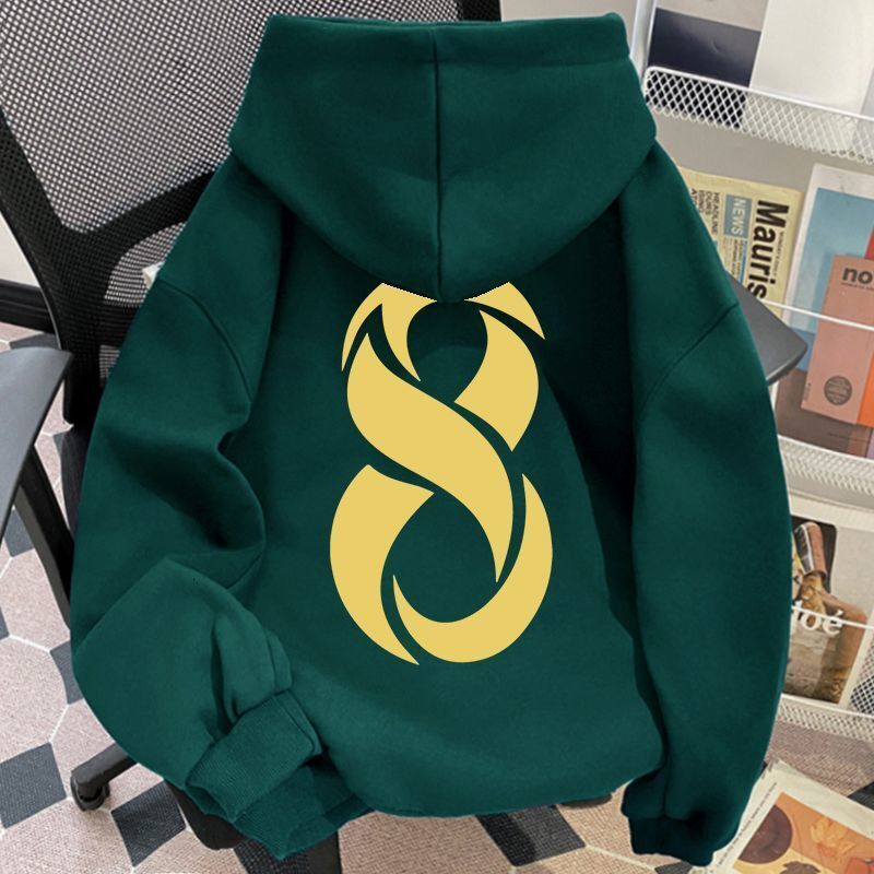 100% Cotton Navy Blue Letter Hoodie for Men and Women, Autumn and Winter Fleece American Street Style Couple Loose Jacket