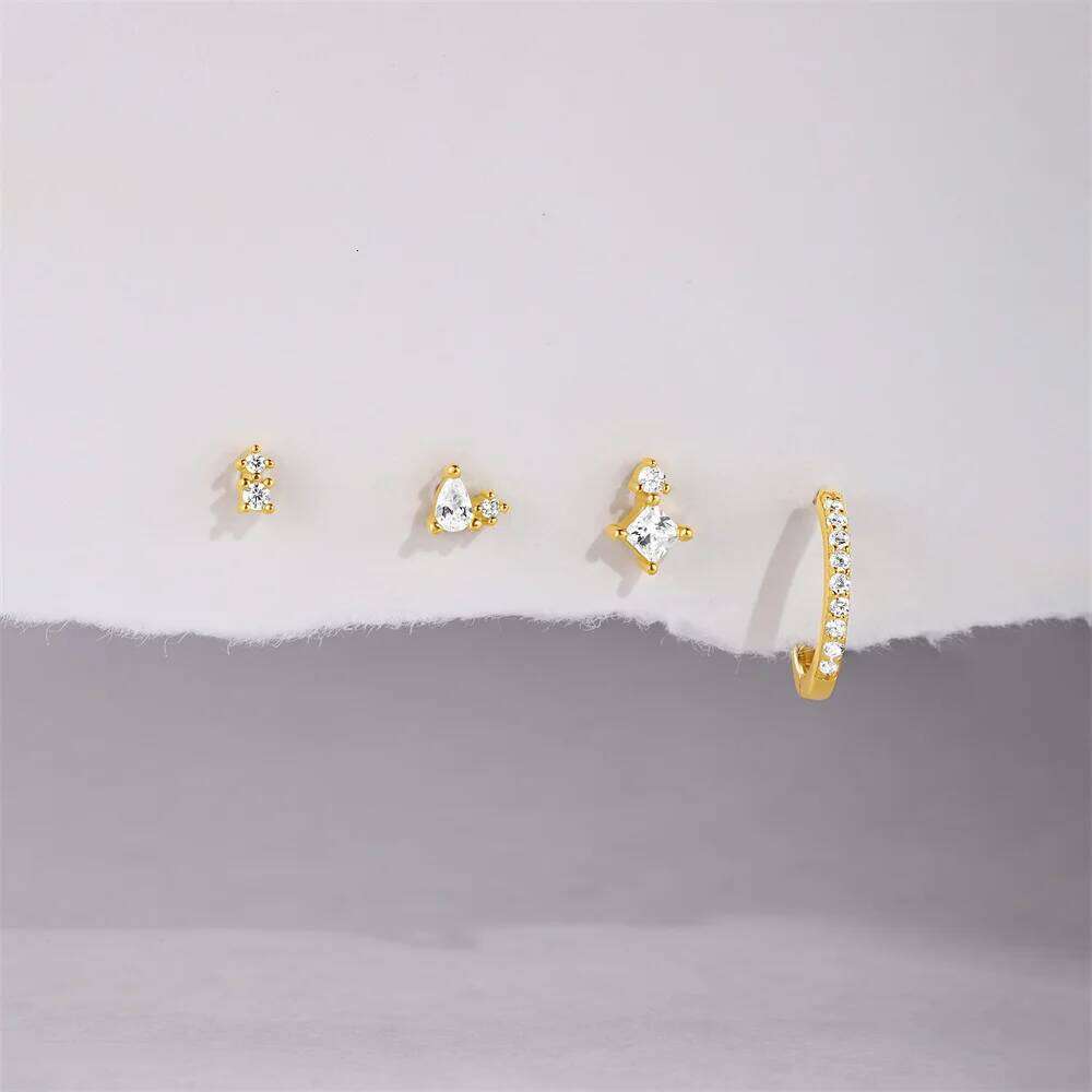 Aide 1 925 Sterling Silver Zircon Ptal Stud Earring Set Women Luck Flower CZ Cartilage Ear Studs Fine Jewelry New Year Party