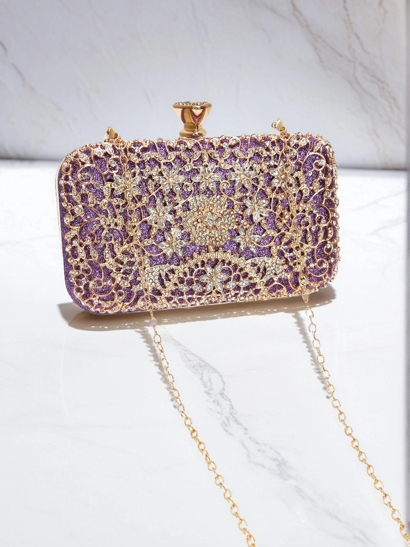 Hollow Out Style Diamonds Clutch Metal Rhinestones Evening Bags Flap Party Wedding Handbags Purse 251231