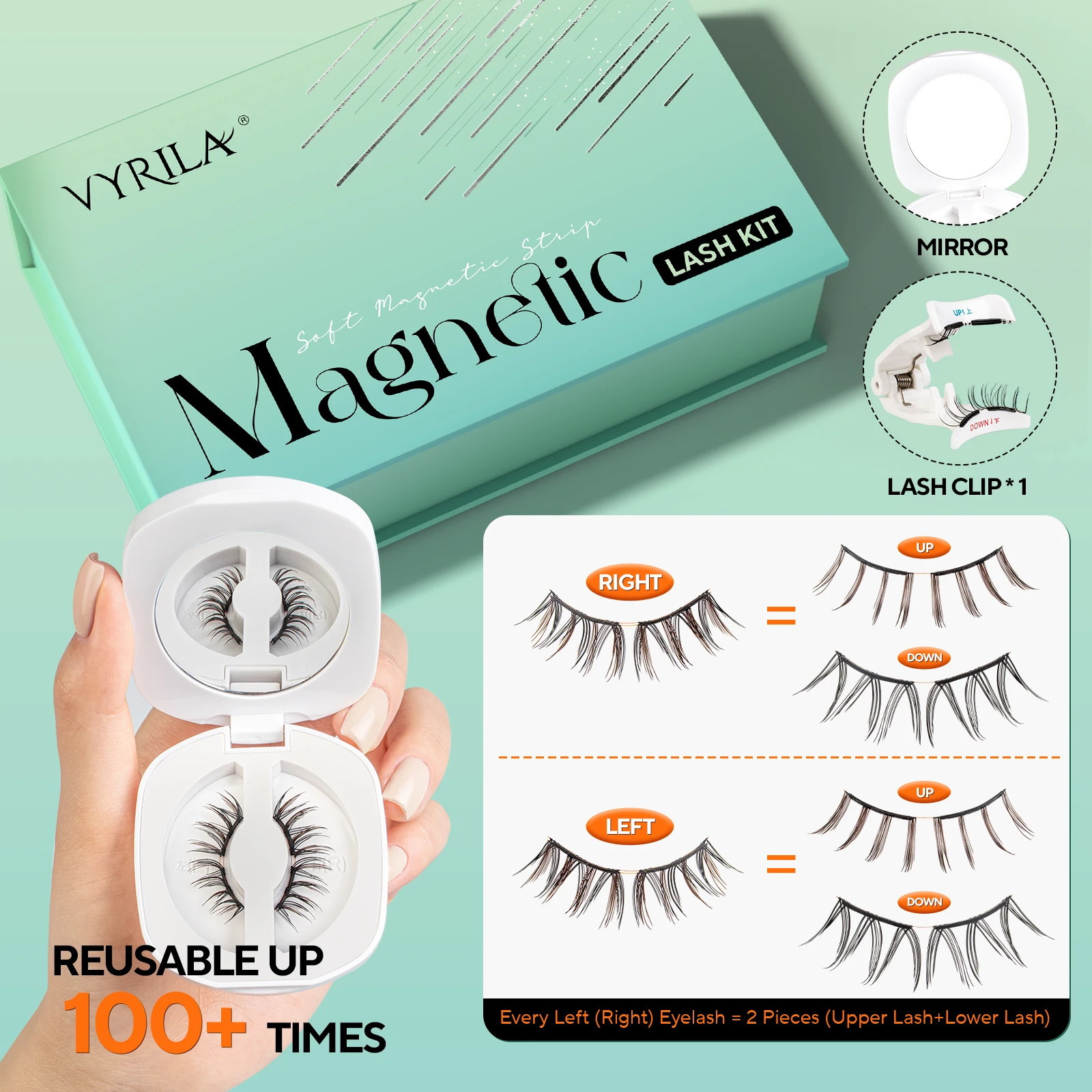 VYRILA Upgrade Magnetic Eyelashes Brown/Black Reusable Soft Magnetic Lash with Applicator Natural Look No Glue Needed Lashes Kit 251231