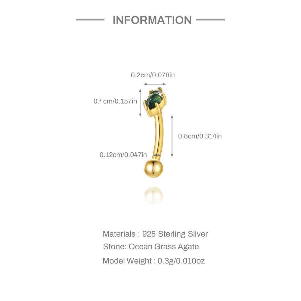 Aide 925 Sterling Silver 1Pc Simple CZ Nails Women's Personal Navel Puncture Belly Button Rings Piercing Jewelry