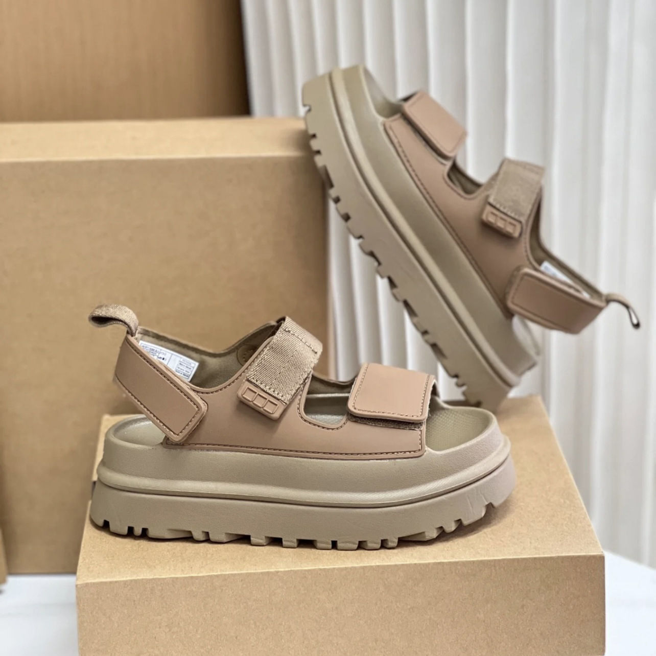 Free shipping Limited edition Sandals 2026 Female Short Thick Bottom Casual Velcro One Word Strap Fashionable