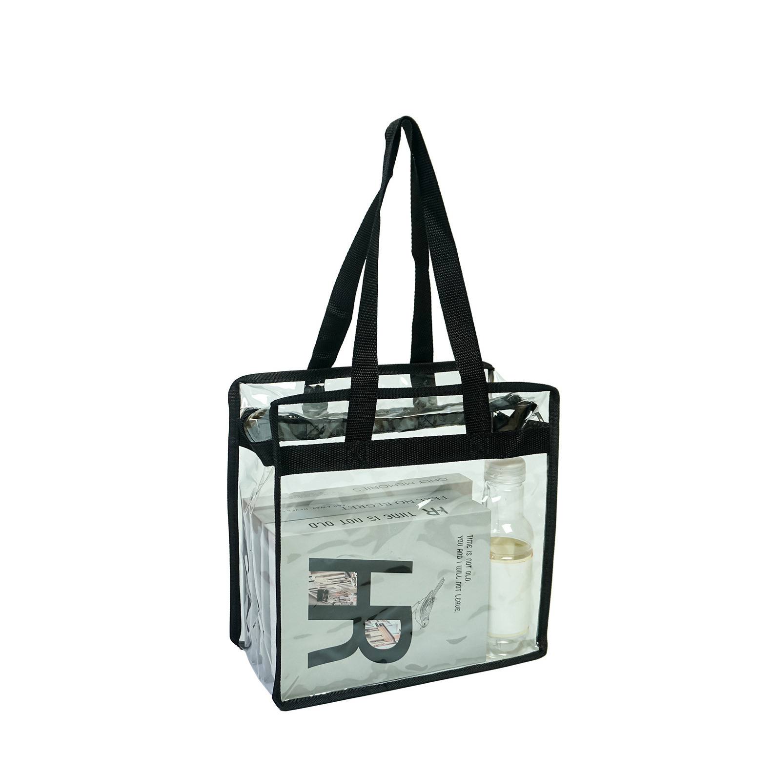 Amazon Hot-Selling In-Stock Transparent PVC Tote Customizable Large Capacity Swimming Beach Travel Bag Waterproof