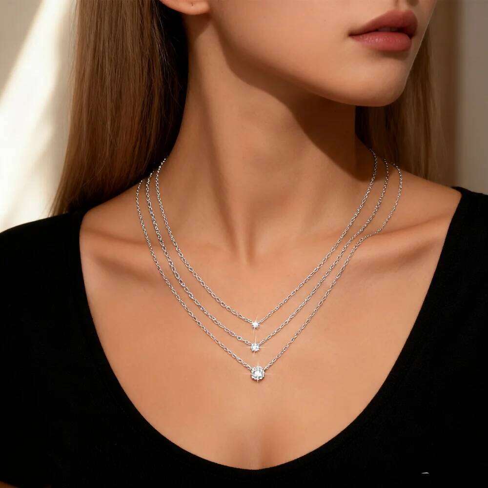 Aide Round Halo Moissanite 925 Sterling Silver Pendant 2mm 3mm 4mm Lab Diamond Necklace For Women Certified Jewelry