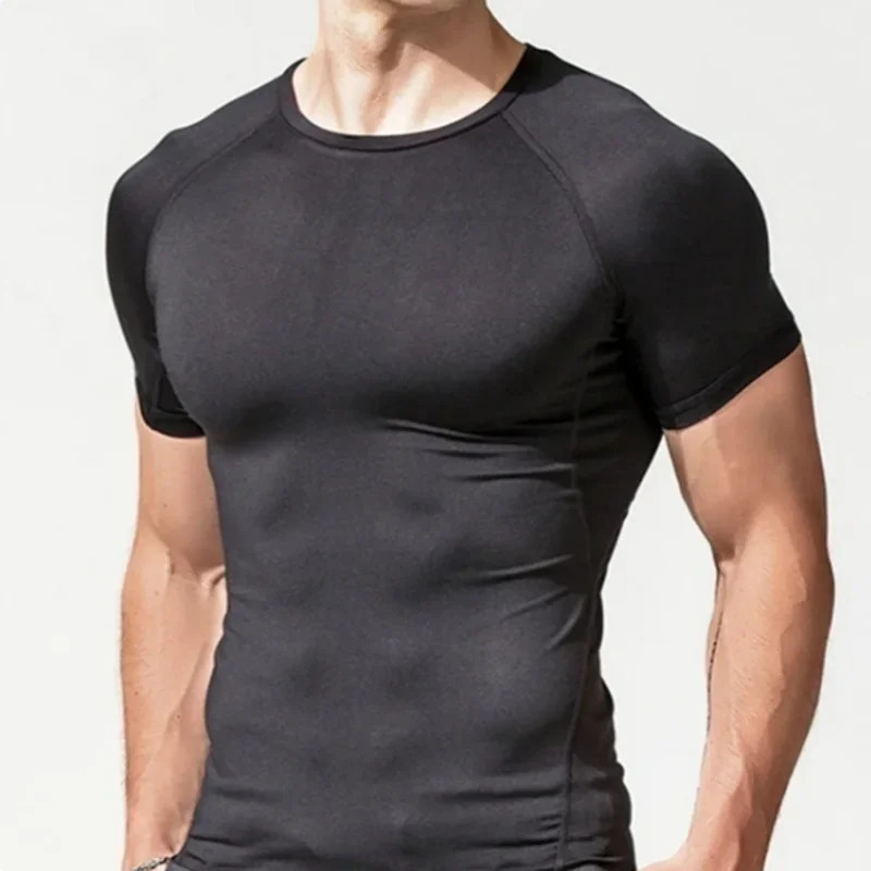 2025 Compression T Shirt Men Summer Sportswear Running T-shirt Elastic Quick Dry Sport Tops Tee Athletic Gym Workout Shirts Men 251231