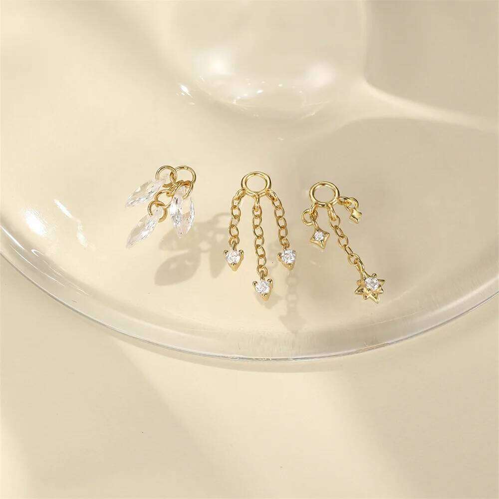 Aide 925 Sterling Silver Shiny Stone Earrings for Women Helix Flat back Stud Piercings DIY 18K Gold Charms Fine Jewelry 1pc