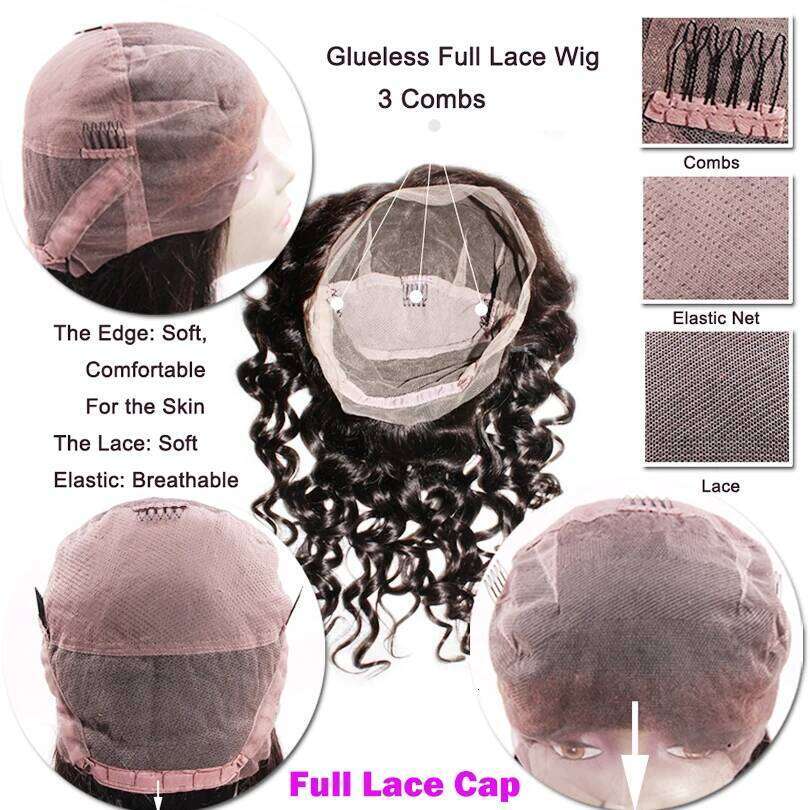 Deep Wave Wigs Malaysian Curly Full Human Hair Wet Wavy Waterwave Glueless Lace Wig for Women